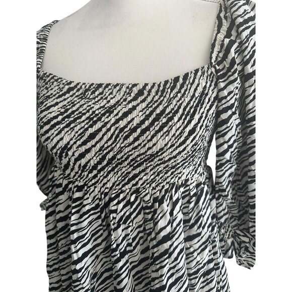 FAITHFULL THE BRAND Zebra Print Smocked Empire Waist Dress Size US 6 - Picture 5 of 9
